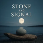 Digital painting of an elderly man with a long white beard and deep wrinkles wearing a light-colored button-up shirt His eyes are closed and his expression is solemn with an intricate swirl of abstract symbols and shapes emerging from his head against a dark muted background The text When The Only Sound Is Your Thoughts is displayed at the bottom in an elegant serif font